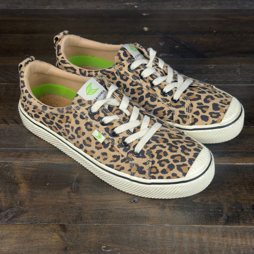 Cariuma OCA Low Leopard Print Canvas Sneakers Womens 9 Animal Print Lace Up - Picture 3 of 8